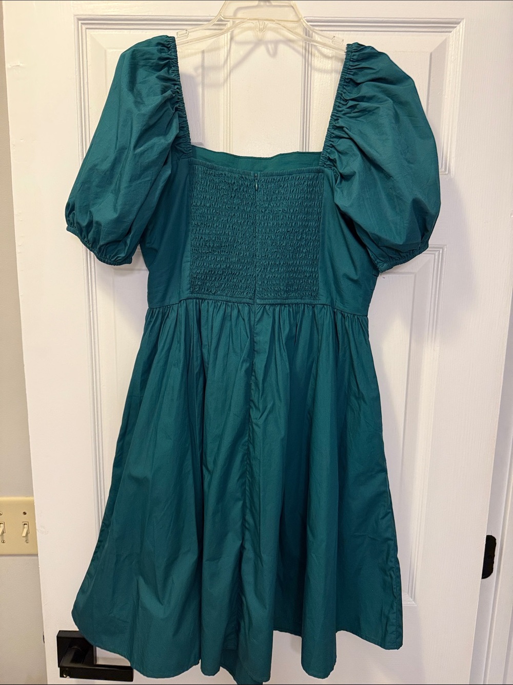 Quince FOREST GREEN Puff-Sleeve Mini Dress - Picture 4 of 7